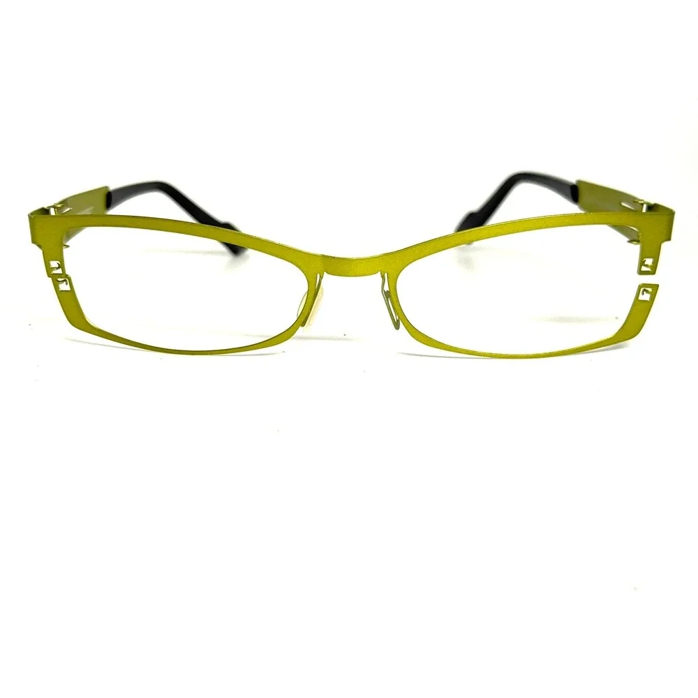Eye DC Lime Green Metal Rectangular Eyeglass Frames Made in France H6555